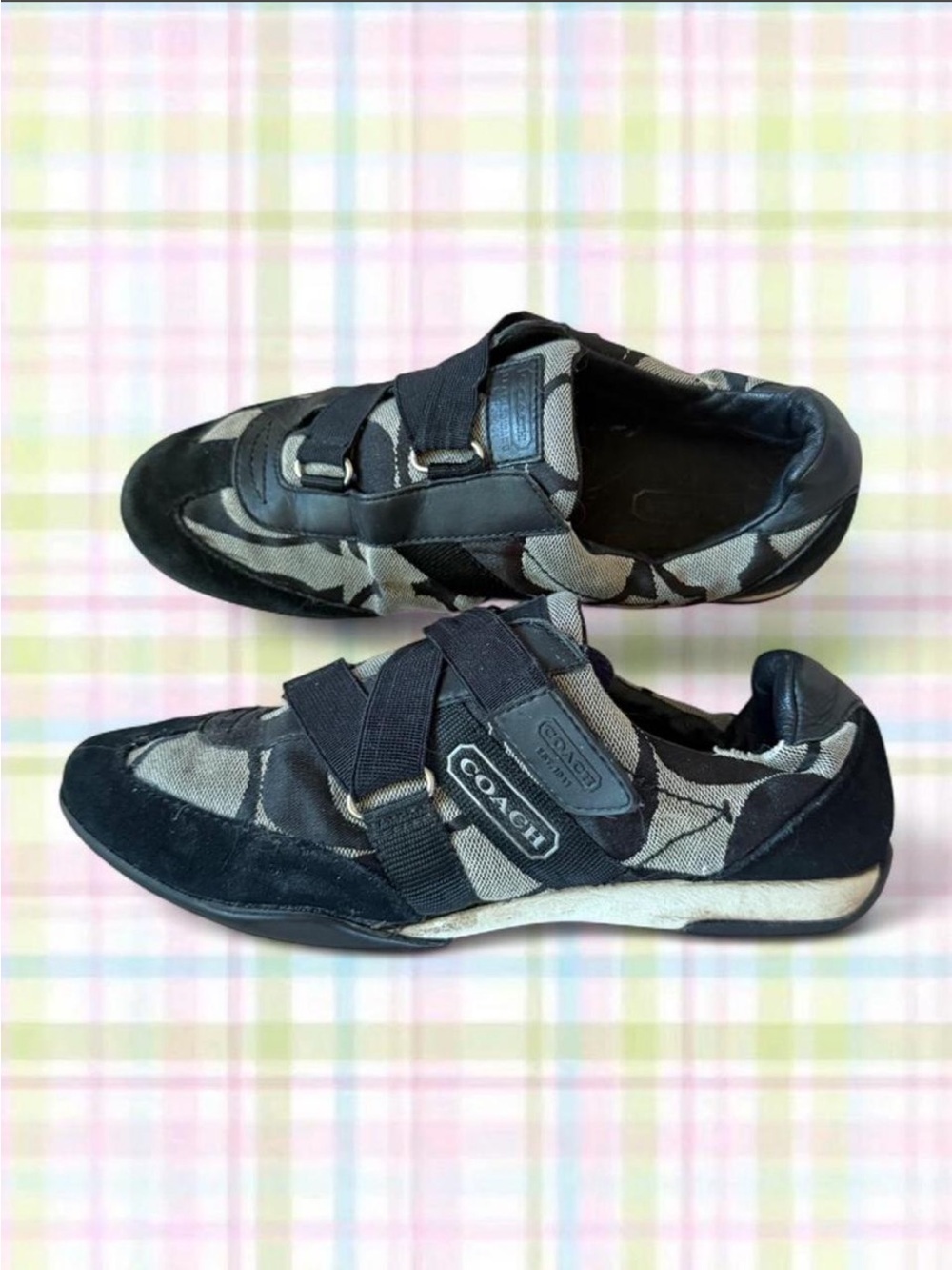 Coach Black & Gray Signature Velcro Strap Sneakers